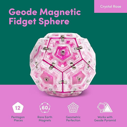 Speks Geode Sphere Magnetic Fidget Toy for Adults & Teens 14+ | Sensory Gadget for Stress Relief and Anxiety, Office Desk Toy Present, Christmas Gift, Holiday Stocking Stuffer | Rose, 12-Piece Set