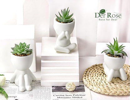 Der Rose 3pcs Fake Succulents Plants Artificial for Bathroom Bedroom Home Room Decor Aesthetic Indoor