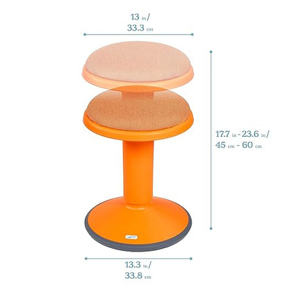 ECR4Kids Sitwell Wobble Stool with Cushion, Adjustable Height, Active Seating, Orange