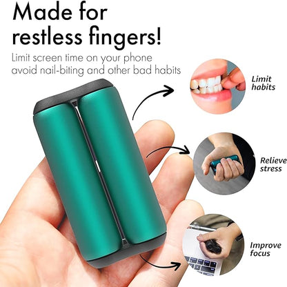 ONO Roller - Handheld Fidget Toy for Adults | Help Relieve Stress, Anxiety, Tension | Promotes Focus, Clarity | Compact, Portable Design (Junior Size/Aluminum, Teal)