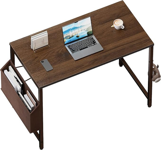 Pamray 32 Inch Computer Desk for Small Spaces with Storage Bag, Home Office Work Desk with Headphone Hook, Small Office Desk Study Writing Table