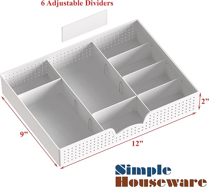 Simple Houseware Desk Monitor Stand Riser with Adjustable Organizer Tray, White