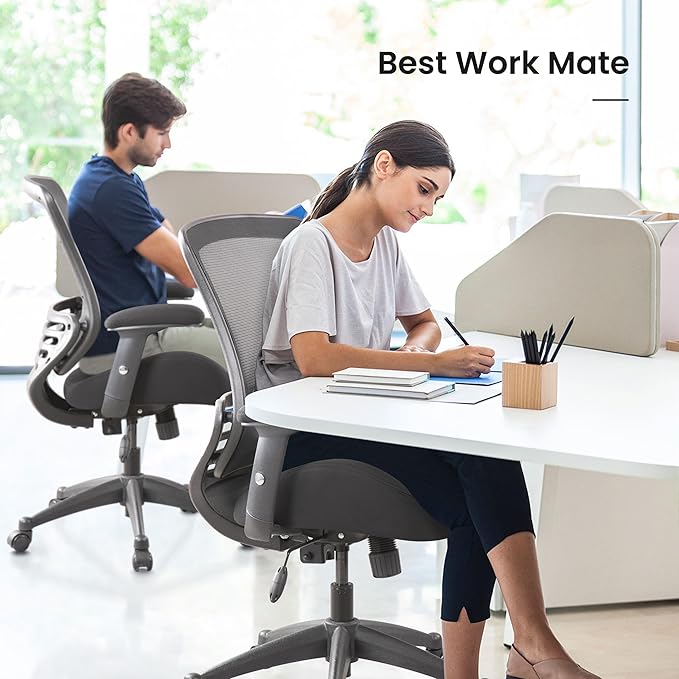 BOLISS 400lbs Ergonomic Office Chair, Home Desk Chair, Adjustable Arms, Super Soft Wide Cushion Big Mesh Chairs (Black)