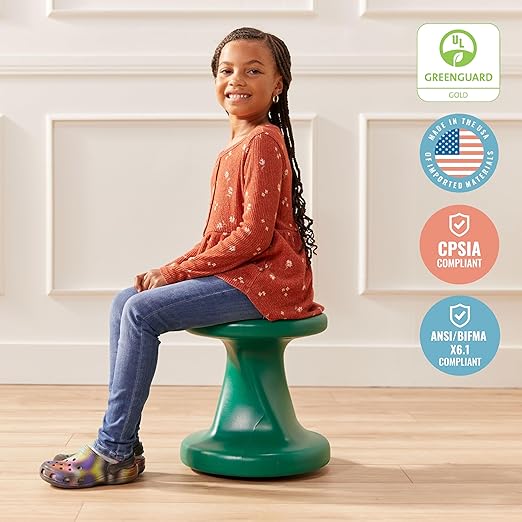 ECR4Kids Twist Wobble Stool, 14in Seat Height, Active Seating, Green