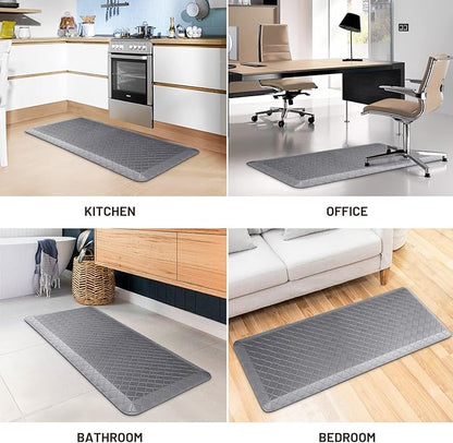 HappyTrends Kitchen Floor Mat - 4/5 Inch Thick Anti-Fatigue Kitchen Rug,Waterproof Non-Slip Kitchen Mats and Rugs Heavy Duty Ergonomic Comfort Rug for Kitchen,Office,Sink,Laundry,(17.3" x 39", Gray)