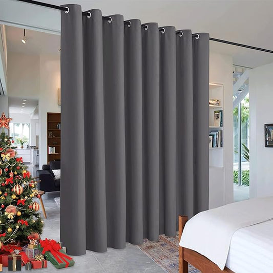 RYB HOME Extra Wide Curtains for Divider Room Separation Soundproof Temporary Door Curtains for Bedroom Closet Office Home Theatre Garage Living Room Privacy Drop Cloth, W 180 x L 84 inches, Grey