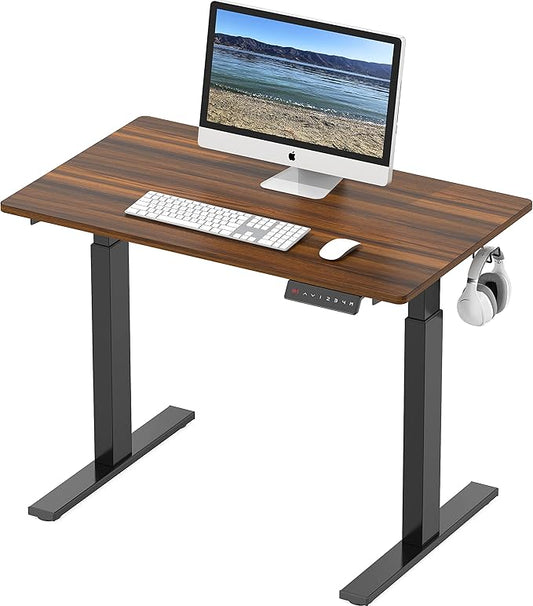 SHW Electric Height Adjustable Standing Desk, 40 x 24 Inches, Walnut