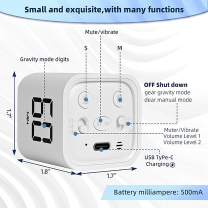 VEWINGL Cube Pomodoro Timer,Rotation Timer,5/10/30/60 Minutes and Custom Countdown,Productivity Timer,Pause and Resume,Silent,Vibrate and Adjustable Sound Alarm for Tasks,Work,Study,Kitchen