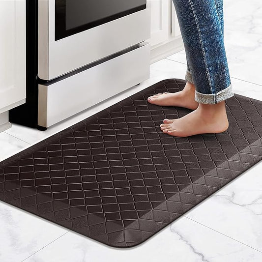 HappyTrends Kitchen Floor Mat - 4/5 Inch Thick Anti-Fatigue Kitchen Rug,Waterproof Non-Slip Kitchen Mats and Rugs Heavy Duty Ergonomic Comfort Rug for Kitchen,Office,Sink(17.3" x 28", Chocolate)