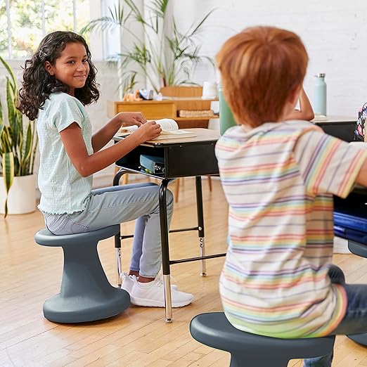 ECR4Kids Twist Wobble Stool, 14in Seat Height, Active Seating, Dark Grey