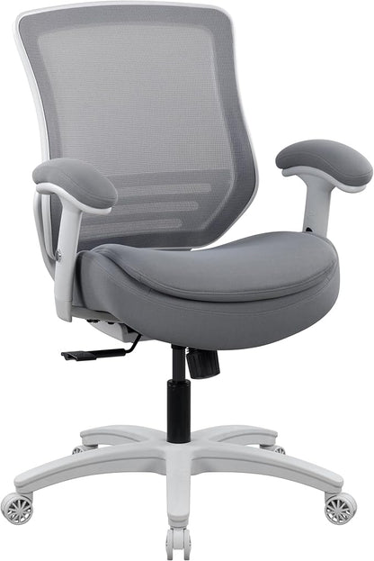 BOLISS 400lbs Ergonomic Office Chair with Super Soft Adjustable Arms,Molded Foam Seat and Lumbar Support Home Office Desk Chair,Swivel Computer Chair (Grey Frame Grey Fabric)