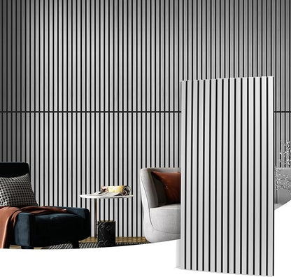 Art3d 2 Wood Slat Acoustic Panels for Wall and Ceiling - 3D Fluted Sound Absorbing Panel with Wood Finish - Brushed Silver