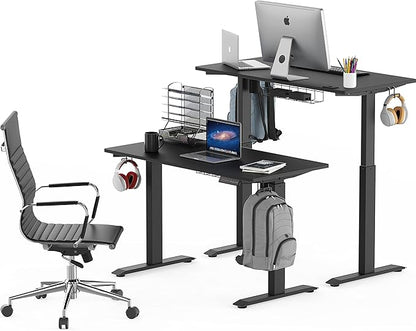 SHW Memory Preset Electric Height Adjustable Standing Desk, 48 x 24 Inches, Black