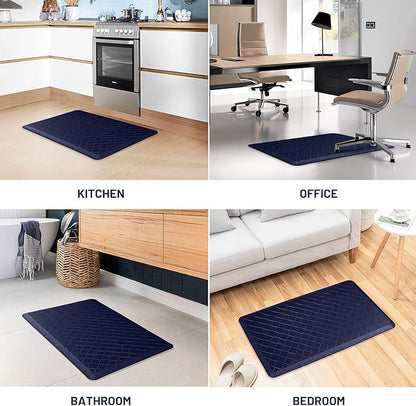 HappyTrends Kitchen Runner Rugs Anti-Fatigue mats,17.3"x 28",Non Slip Waterproof Ergonomic Comfort Mat for Kitchen, Floor Home, Office, Sink, Laundry,Blue