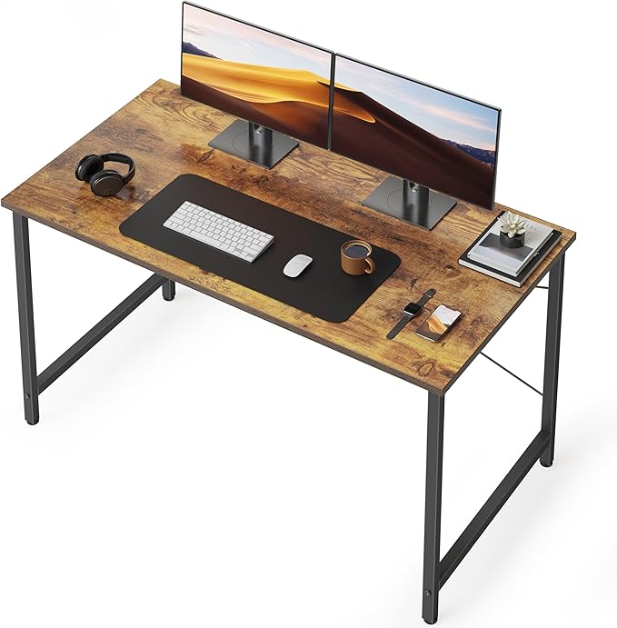 Cubiker Computer Desk, 47 inch Small Home Office Desk for Small Spaces, Modern Simple Style for Home, Office, Brown