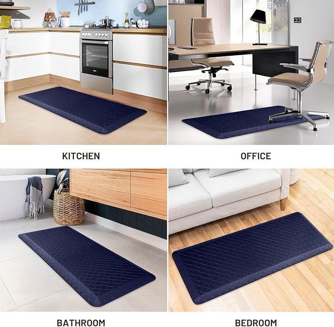 HappyTrends Kitchen Runner Rugs Anti-Fatigue mats - 4/5 Inch Thick Non Slip Waterproof Ergonomic Comfort Mat for Kitchen, Floor Home, Office, Sink, Laundry (17.3"x 39",Blue)