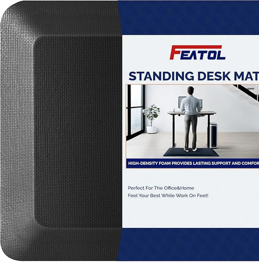 FEATOL Anti Fatigue Mats for Standing, 9/10 Extra Thick Ergonomic Standing Desk Mat, Comfort & Durable Memory Foam Standing Mat at Home,Office All Day (20" x 32", Black)