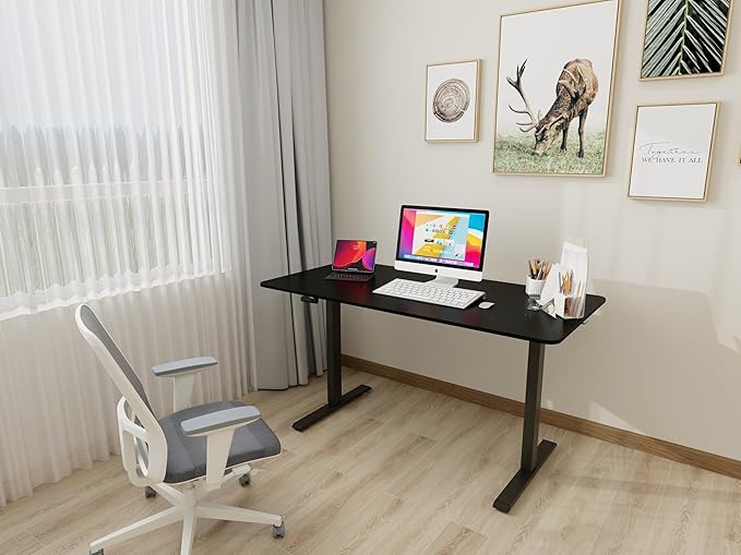 Whole Piece Desktop Manual Standing Desk Adjustable Height- Crank Stand Up Desk, Sit Stand Desk with Frame Computer Desk