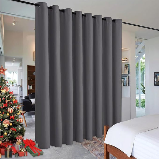 RYB HOME Extra Long Curtains Light Block Soundproof Privacy Blinds for Home Theater Office Backdrop Dining Living Room Patio Door Large Window Ceiling to Floor Drapes, W 8.3 x T 11 ft, Grey