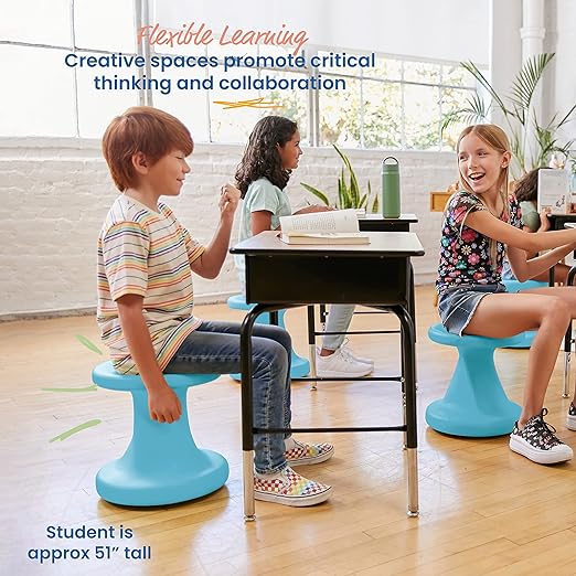 ECR4Kids Twist Wobble Stool, 14in Seat Height, Active Seating, Cyan