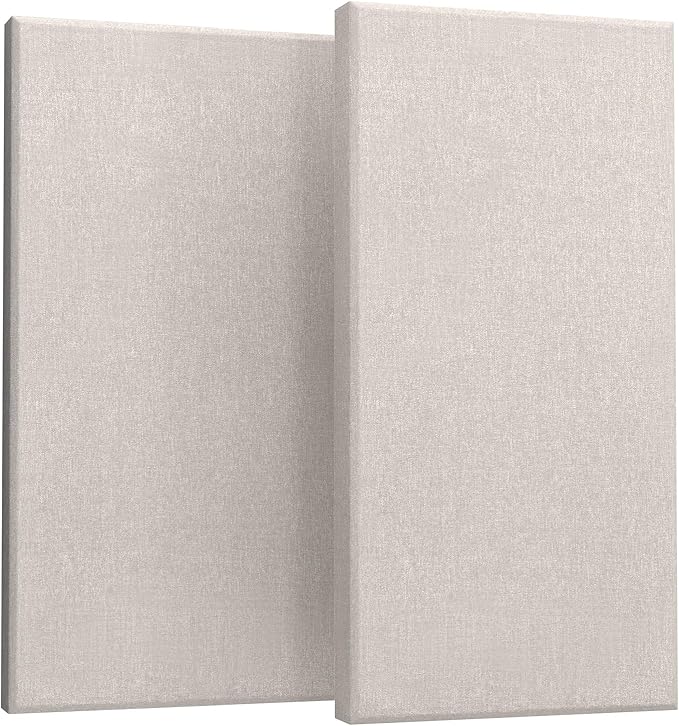 UMIACOUSTICS 2 PCS Acoustic Panel, 47.2" x 23.6" x 2" Fiberglass Sound Proof Wall Panels, Sound Absorbing Panels for Studios, Office, Home Theater. Linen