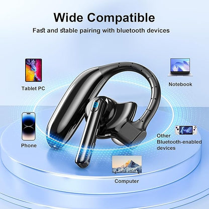 Bluetooth Headset Dual-Mic V5.4 Wireless Bluetooth Earpiece Noise Canceling Hands-Free Headphones 14 Hours Talking Time 140H Standby for Cell Phones iPhone Android Trucker,Office,Driving,Business