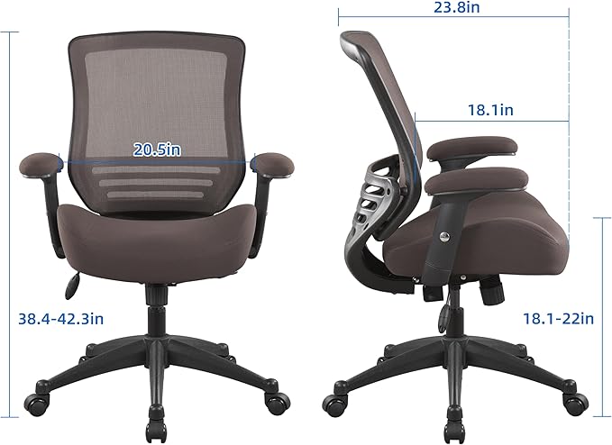 BOLISS 400lbs Ergonomic Office Chair, Home Desk Chair, Adjustable Arms, Super Soft Wide Cushion Big Mesh Chairs (Brown