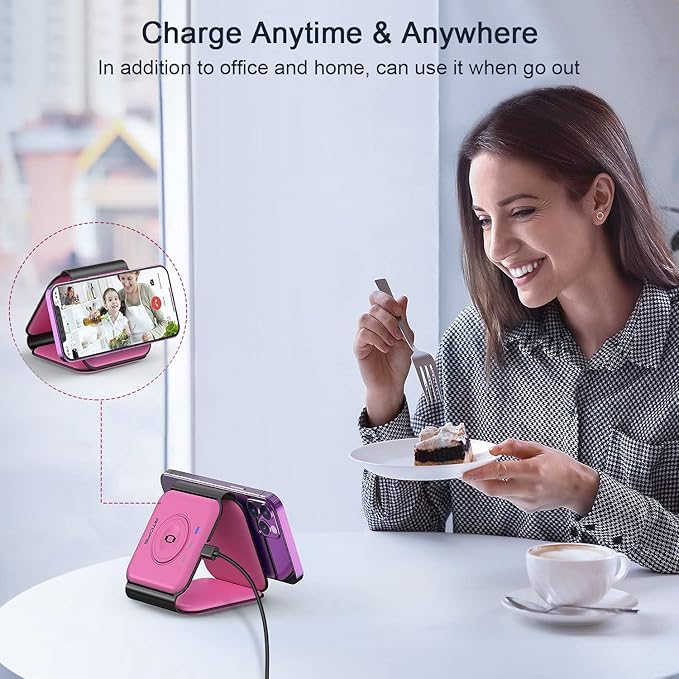 Wireless Charger 3 in 1,RTOPS Magnetic Travel Wireless Charging Station Multple Devices,GaN 3 in 1 Charging Station,Compatible for iPhone16/15/14/13/Pro/Max,iWatch,AirPods4/3/2/Pro(Adapter Includes)