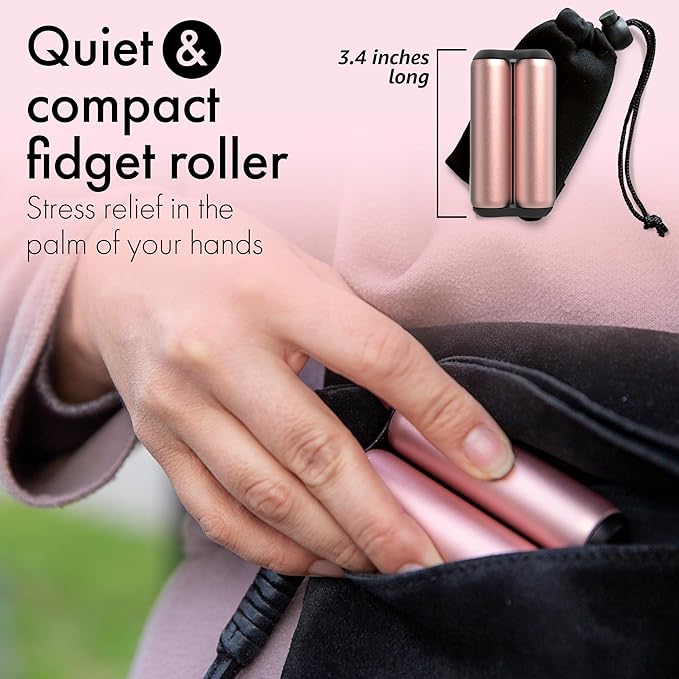 ONO Roller - Handheld Fidget Toy for Adults | Help Relieve Stress, Anxiety, Tension | Promotes Focus, Clarity | Compact, Portable Design (Full Size/Aluminum, Rose Gold)