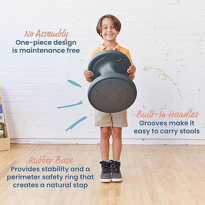 ECR4Kids Twist Wobble Stool, 14in Seat Height, Active Seating, Dark Grey