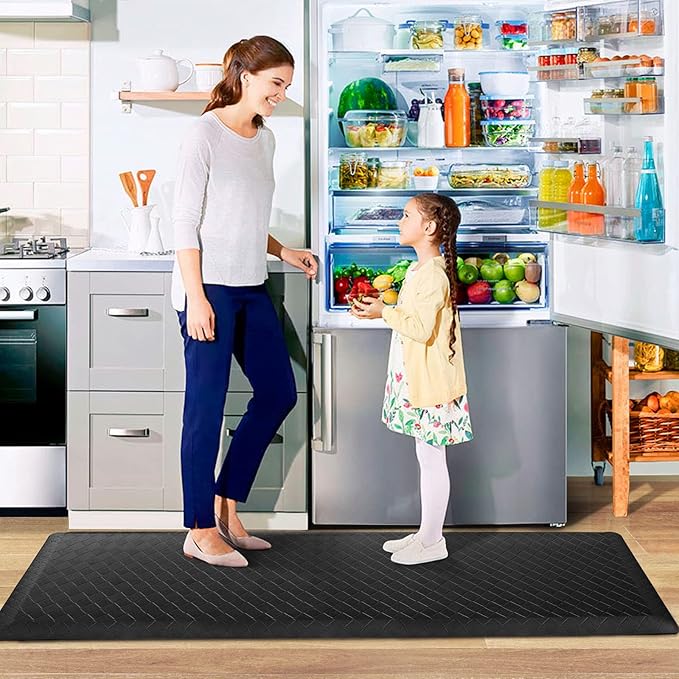 HappyTrends Kitchen Floor Mat - 4/5 Inch Thick Anti-Fatigue Kitchen Rug,Waterproof Non-Slip Kitchen Mats and Rugs Heavy Duty Ergonomic Comfort Rug for Kitchen,Office,Sink