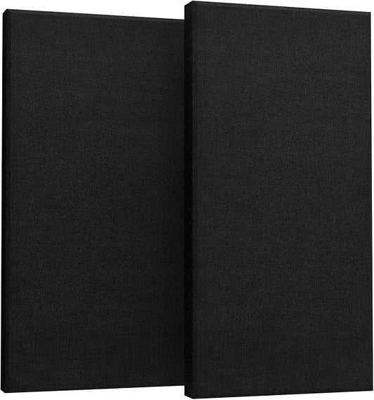 UMIACOUSTICS 2 PCS Acoustic Panel, 47.2" x 23.6" x 2" Fiberglass Sound Proof Wall Panels, Sound Absorbing Panels for Studios, Office, Home Theater. Black