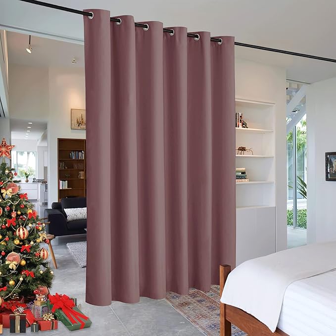 RYB HOME Privacy Room Divider Curtains for Office Bedroom Separation Sound Proof Blanket for Doorway Patio Sliding Glass Door Large Window Curtains Insulating Blackout, W 120 x L 96, Wild Rose