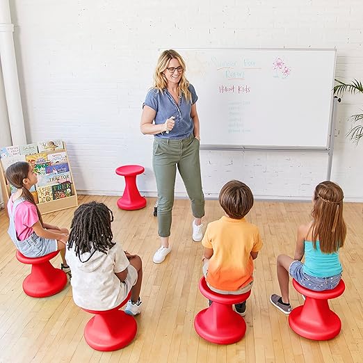 ECR4Kids Twist Wobble Stool, 14in Seat Height, Active Seating, Red