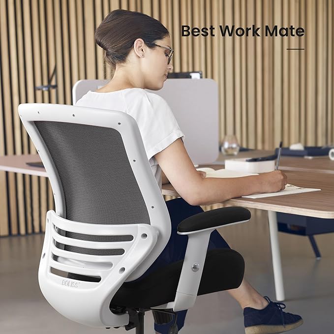 BOLISS 400lbs Ergonomic Office Chair, Home Desk Chair, Adjustable Arms, Super Soft Wide Cushion Big Mesh Chairs (Black)