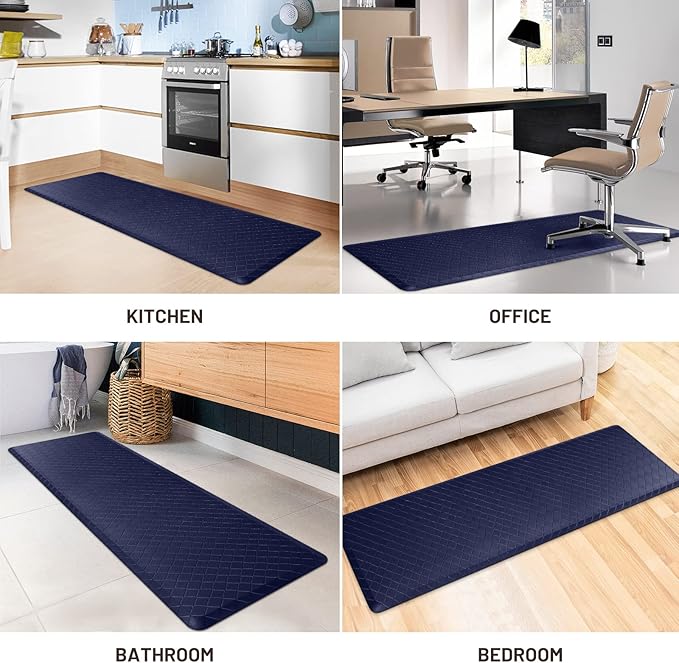 HappyTrends Kitchen Runner Rugs Anti-Fatigue mats,17.3"x 60",Non Slip Waterproof Ergonomic Comfort Mat for Kitchen, Floor Home, Office, Sink, Laundry,Blue