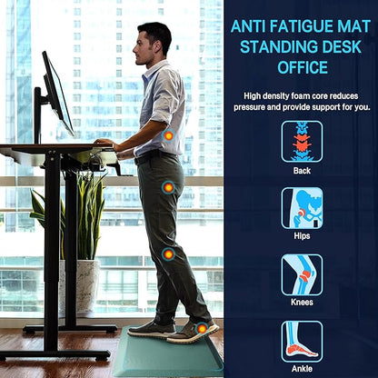 FEATOL Anti Fatigue Mat Floor Mat, Extra Thick Standing Office Desk Mat Memory Foam Cushioned Anti Fatigue Ergonomic Kitchen Mats Comfort Standing Pad NOT PVC 9/10 Inch Thick (Green, 20x59x9/10-Inch)