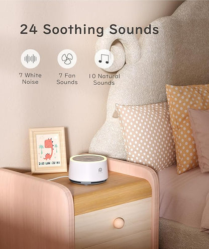 Dreamegg D1 Sound Machine Baby - White Noise Machine for Baby with Night Light, 24 High Fidelity Sounds, Timer & Memory Feature, Noise Machine with Nursery Lamps for Baby Adults, Home, Office (White)