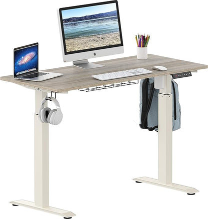 SHW Memory Preset Electric Height Adjustable Standing Desk, 48 x 24 Inches, Maple