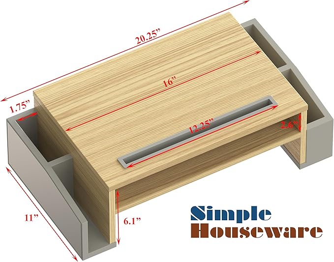 Simple Houseware Desk Monitor Stand Riser with Adjustable Organizer tray