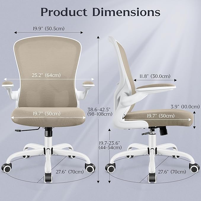 FelixKing Office Chair, Ergonomic Desk Chairs with Wheels Home Mesh Chair Adjustable Lumbar Support and Height, Ergo Chair for Working Gaming Use (Khaki)