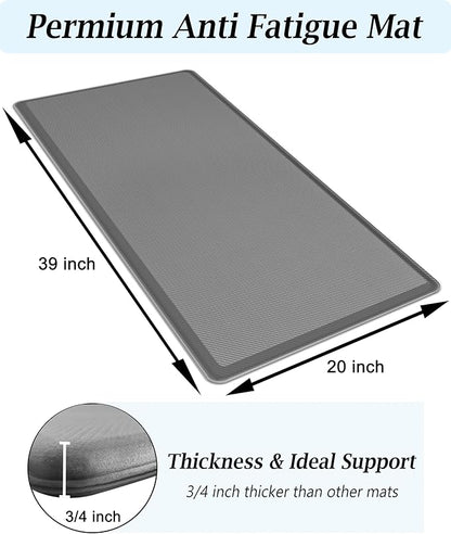 Artnice Kitchen Floor Mats Cushioned Anti Fatigue Mat, Waterproof Non-Slip Standing Desk Mat, 0.75" Heavy Duty Comfort Kitchen Rugs for Home, Work Station, Office(20" x 39", Grey)