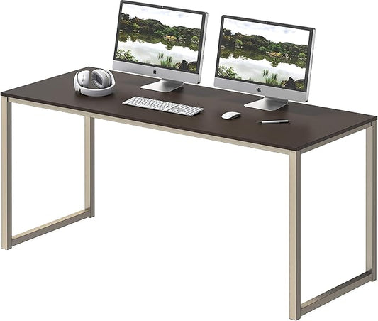 SHW Home Office 48-Inch Computer Desk, Silver/Espresso