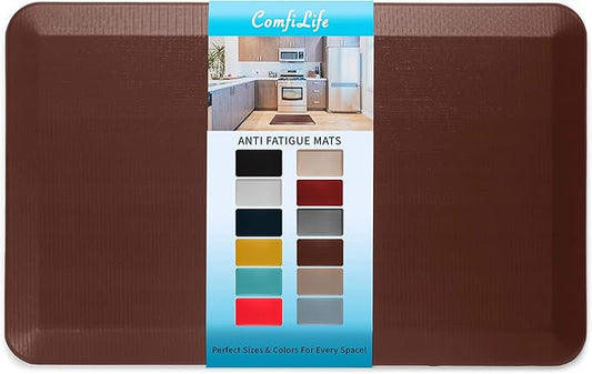 ComfiLife Anti Fatigue Floor Mat – 3/4 Inch Thick Perfect Kitchen Mats for Floor, Standing Desk Mat – Comfort at Home, Office, Garage – Durable – Stain Resistant – Non-Slip Bottom (20" x 32", Brown)