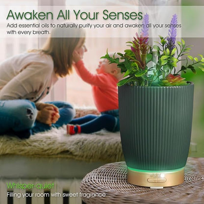 Earnest Living Essential Oil Diffuser Ceramic Artificial Succulent Plants Potted Diffuser 100 ml for Lavender Essential Oils Timers Night Lights and Auto Off Humidifier Aromatherapy Diffusers for Gift