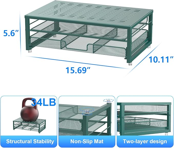 gianotter Computer Monitor Stand Riser, Desk Organizers and Accessories with Drawer, Office Desk Accessories & Workspace Desktop Organizers Storage for Classroom Office Supplies Decor (Dark Green)