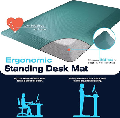 Anti Fatigue Mat Kitchen Floor Mat, FEATOL Standing Desk Mat Foam Cushioned Anti Fatigue Mats Comfort Standing Pad 9/10 Inch Thick (Green, 20x39x9/10-Inch)