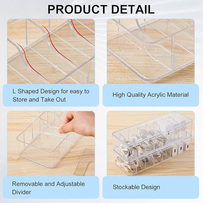 Tatuo 12 Pcs Cable Organizer with 120 Wire Ties, Clear Plastic Cord Storage Box with Lid, Electronics Charger Organizer for Home Office Desk Organizers and Accessories