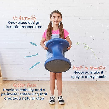 ECR4Kids Twist Wobble Stool, 14in Seat Height, Active Seating, Navy