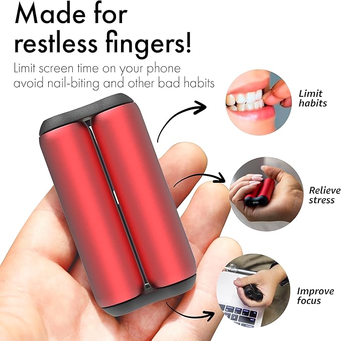 ONO Roller - Handheld Fidget Toy for Adults | Help Relieve Stress, Anxiety, Tension | Promotes Focus, Clarity | Compact, Portable Design (Junior Size/Aluminum, Red)